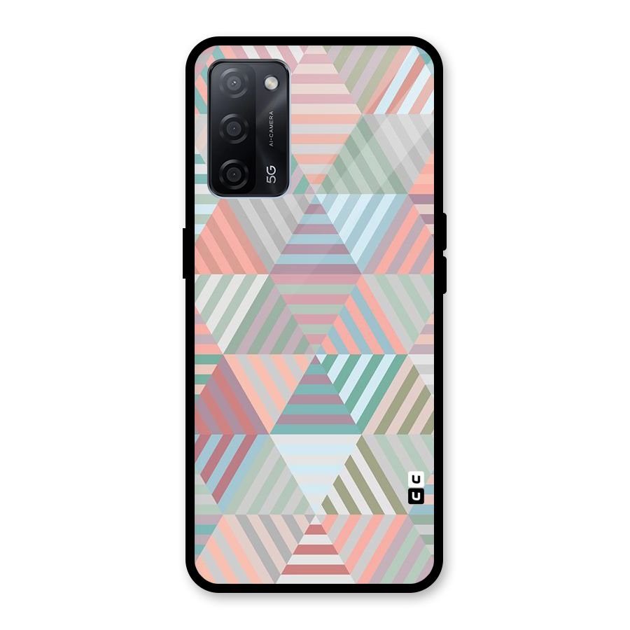 Abstract Triangle Lines Glass Back Case for Oppo A53s 5G