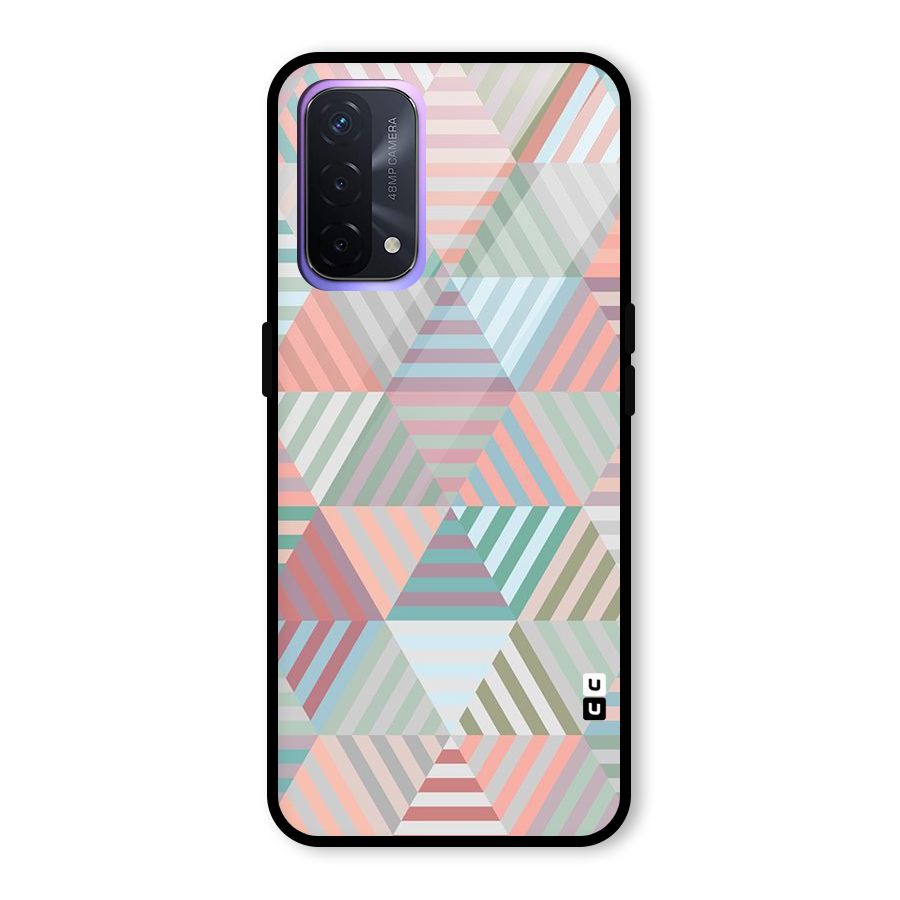 Abstract Triangle Lines Glass Back Case for Oppo A74 5G