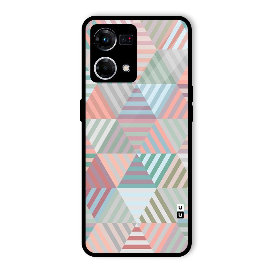 Abstract Triangle Lines Glass Back Case for Oppo F21 Pro 5G