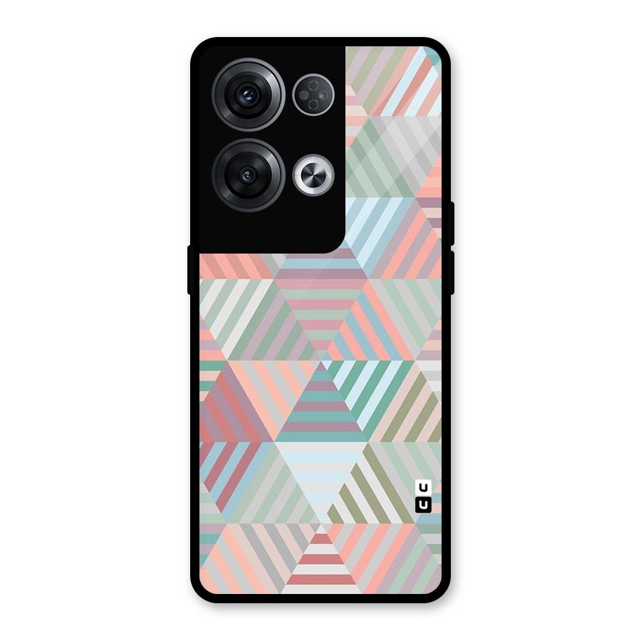 Abstract Triangle Lines Glass Back Case for Oppo Reno8 Pro 5G