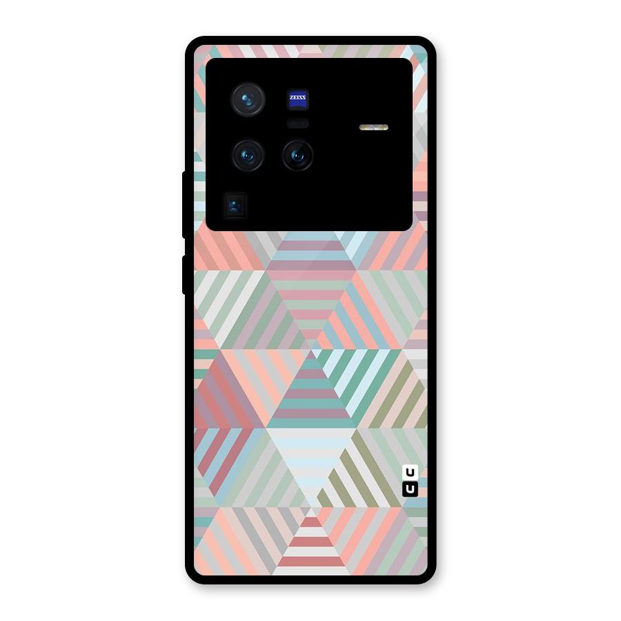 Abstract Triangle Lines Glass Back Case for Vivo X80 Pro