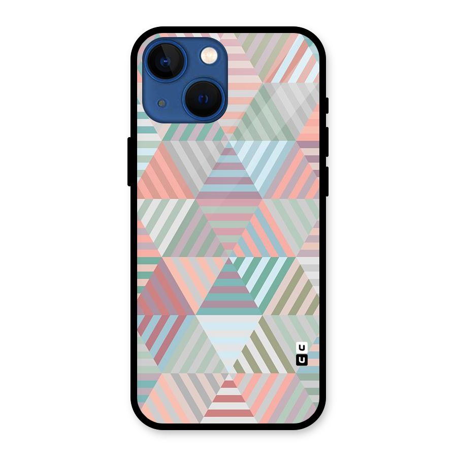 Abstract Triangle Lines Glass Back Case for iPhone 13 Mini