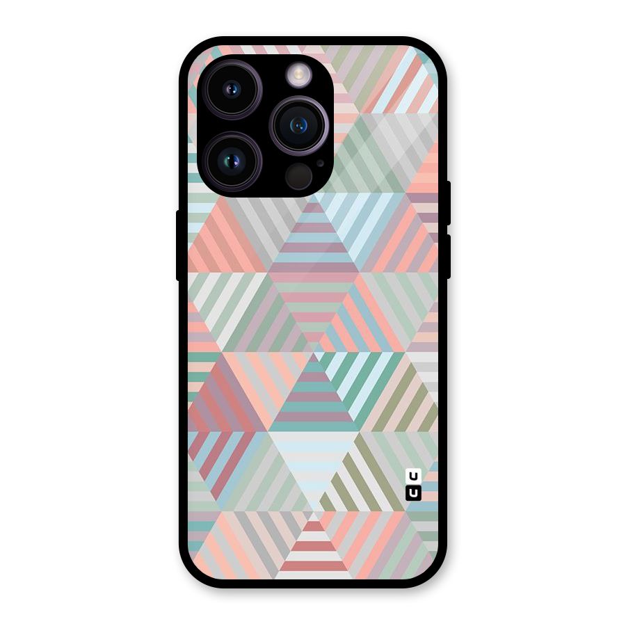 Abstract Triangle Lines Glass Back Case for iPhone 14 Pro