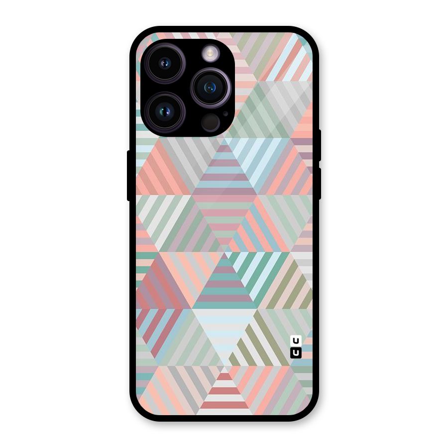 Abstract Triangle Lines Glass Back Case for iPhone 14 Pro Max