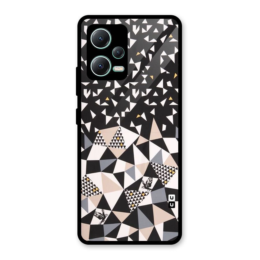 Abstract Varied Triangles Glass Back Case for Redmi Note 12 5G