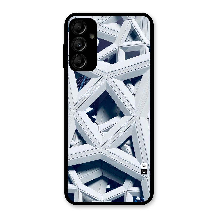 Abstract White Lines Glass Back Case for Galaxy A14 5G