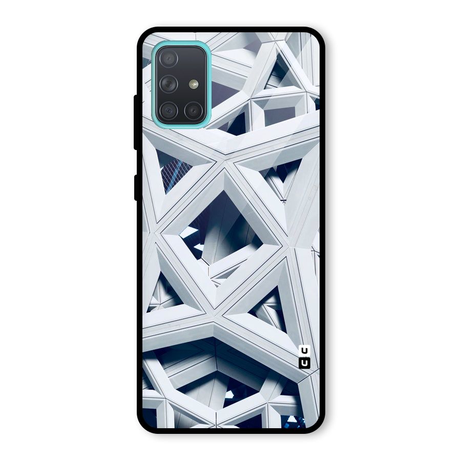 Abstract White Lines Glass Back Case for Galaxy A71