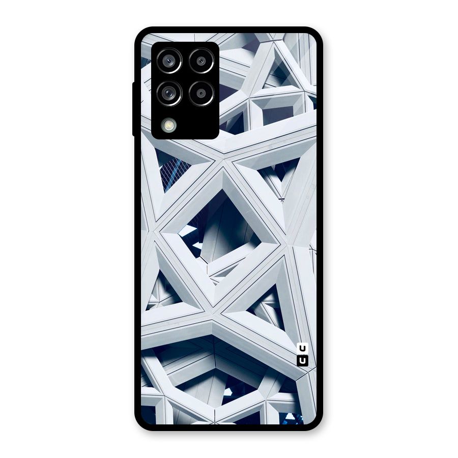Abstract White Lines Glass Back Case for Galaxy M53 5G