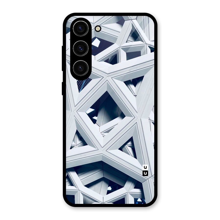 Abstract White Lines Glass Back Case for Galaxy S23 Plus