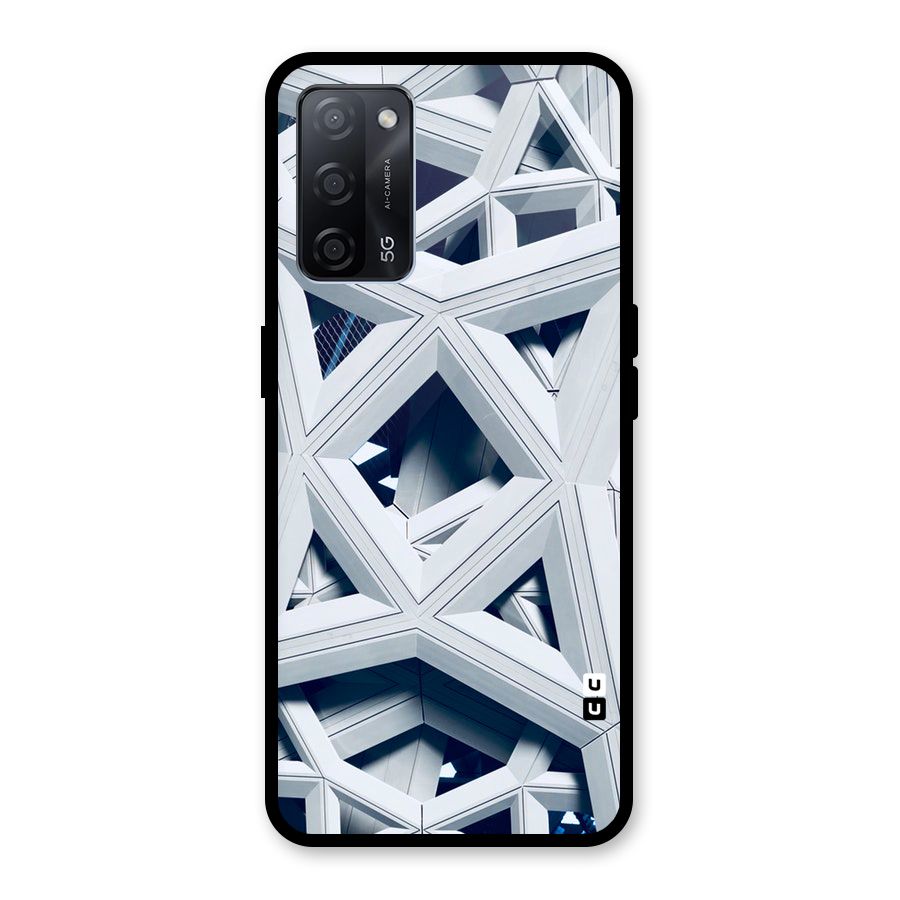 Abstract White Lines Glass Back Case for Oppo A53s 5G