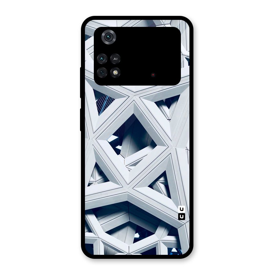 Abstract White Lines Glass Back Case for Poco M4 Pro 4G