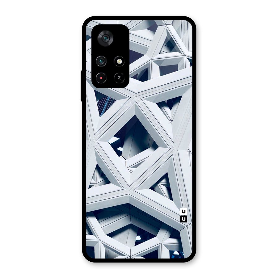 Abstract White Lines Glass Back Case for Poco M4 Pro 5G