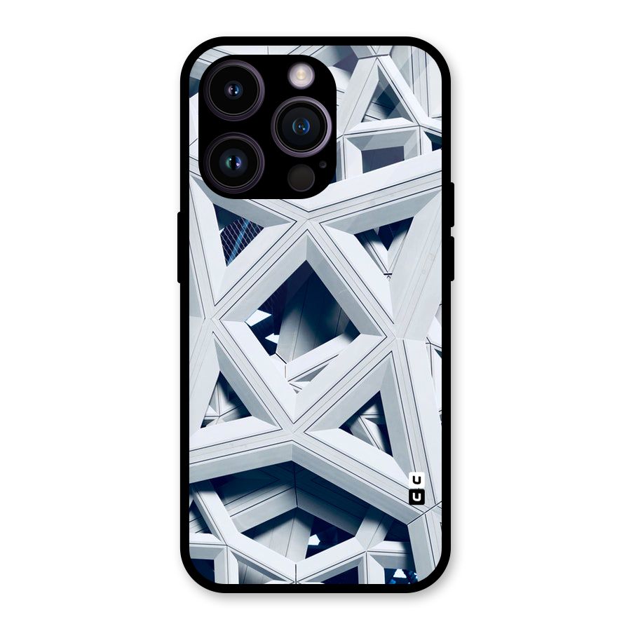 Abstract White Lines Glass Back Case for iPhone 14 Pro