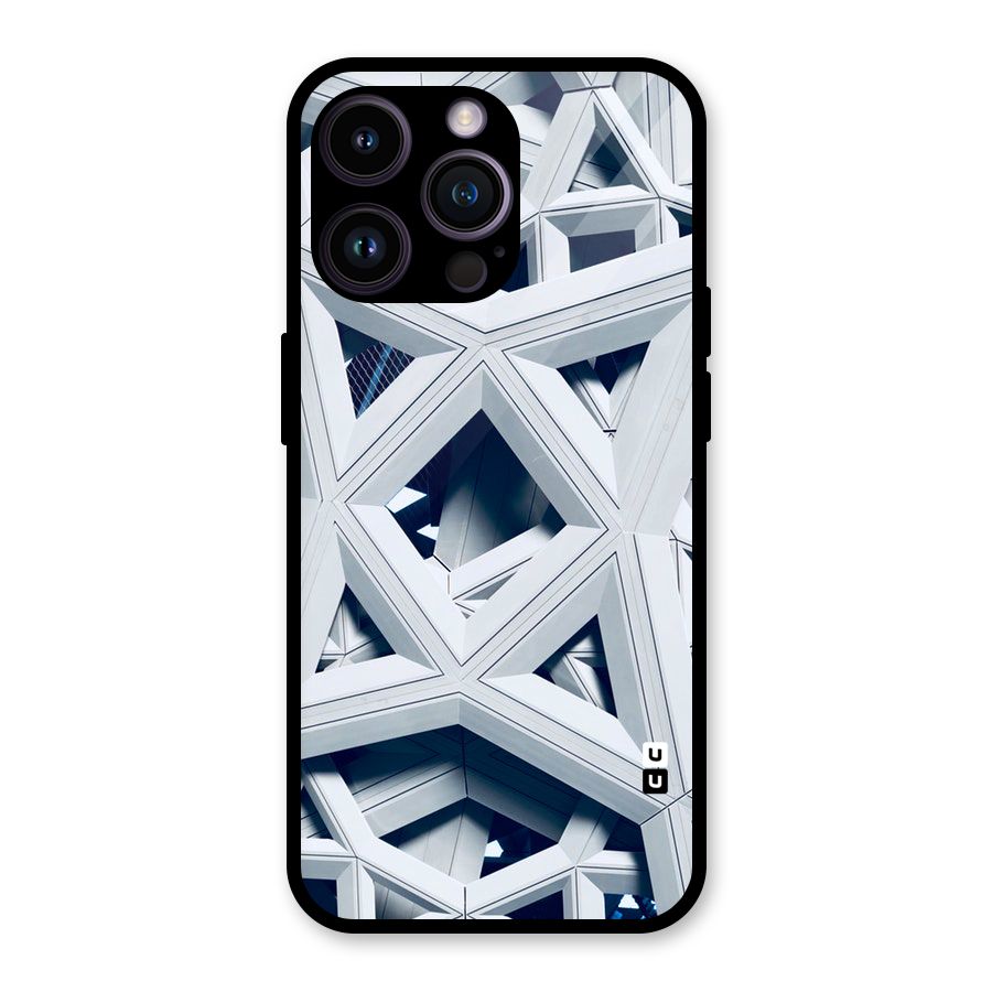Abstract White Lines Glass Back Case for iPhone 14 Pro Max