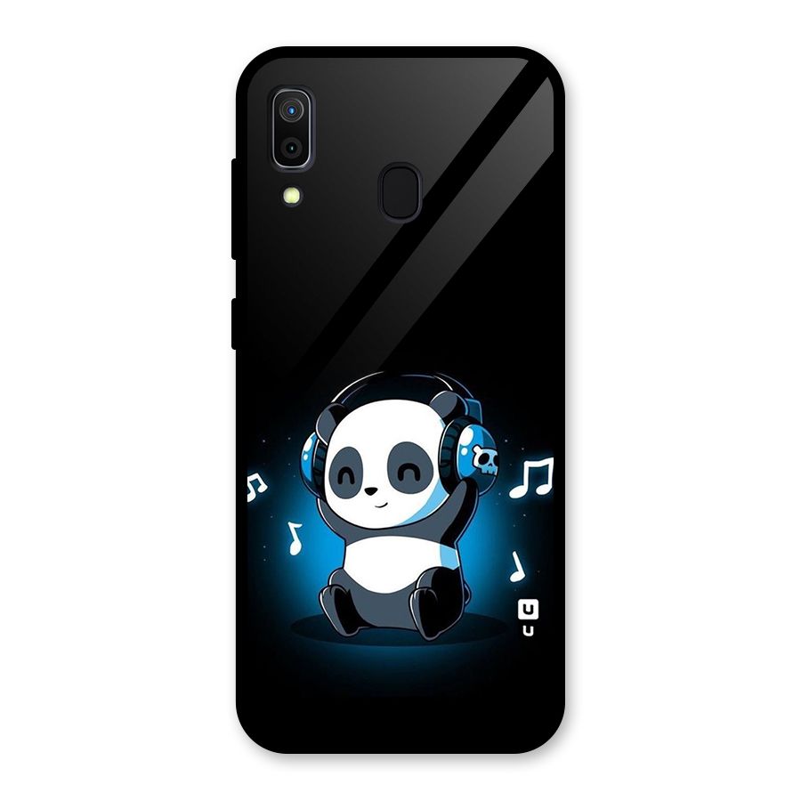 Adorable Panda Enjoying Music Glass Back Case for Galaxy A30