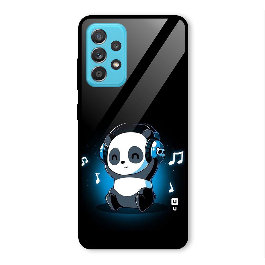 Adorable Panda Enjoying Music Glass Back Case for Galaxy A52
