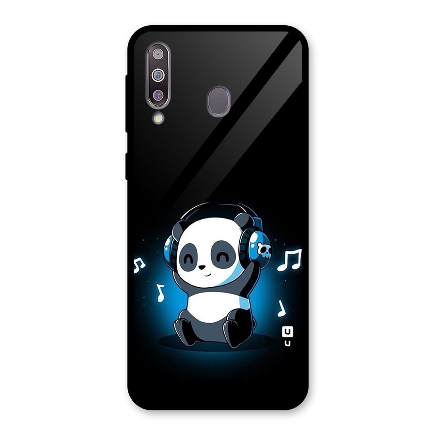 Adorable Panda Enjoying Music Glass Back Case for Galaxy M30
