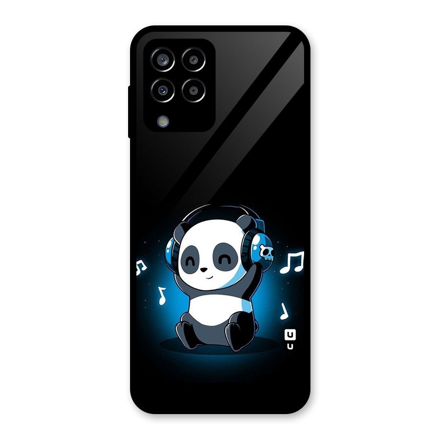 Adorable Panda Enjoying Music Glass Back Case for Galaxy M33