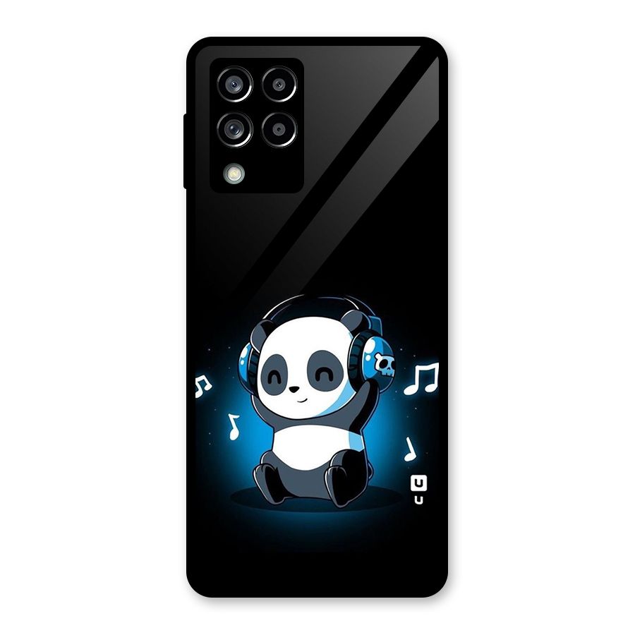 Adorable Panda Enjoying Music Glass Back Case for Galaxy M53 5G