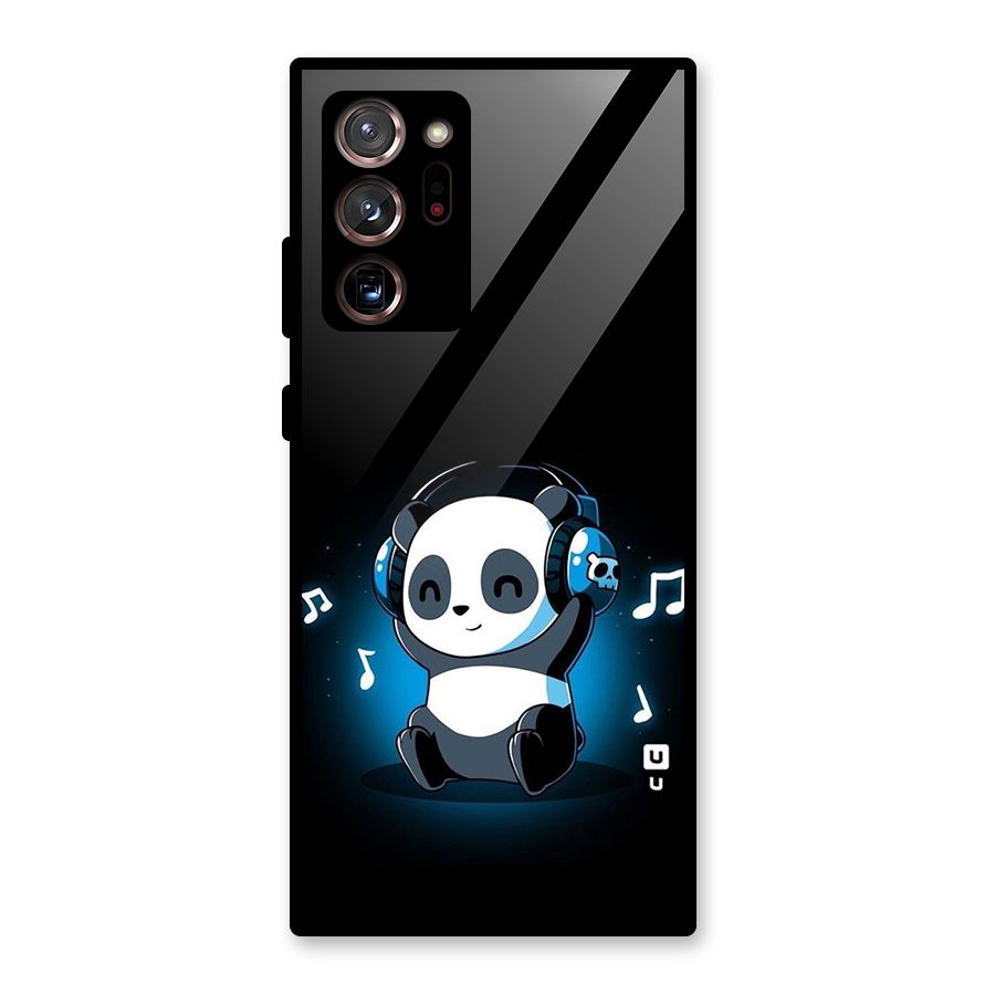 Adorable Panda Enjoying Music Glass Back Case for Galaxy Note 20 Ultra