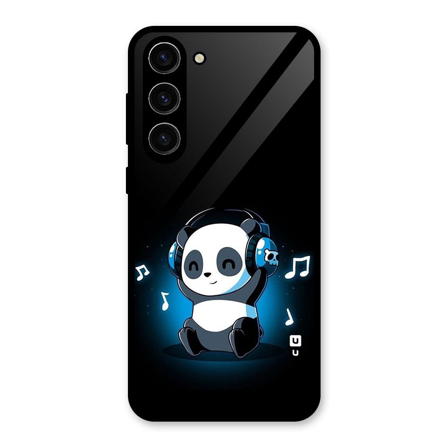 Adorable Panda Enjoying Music Glass Back Case for Galaxy S23 Plus