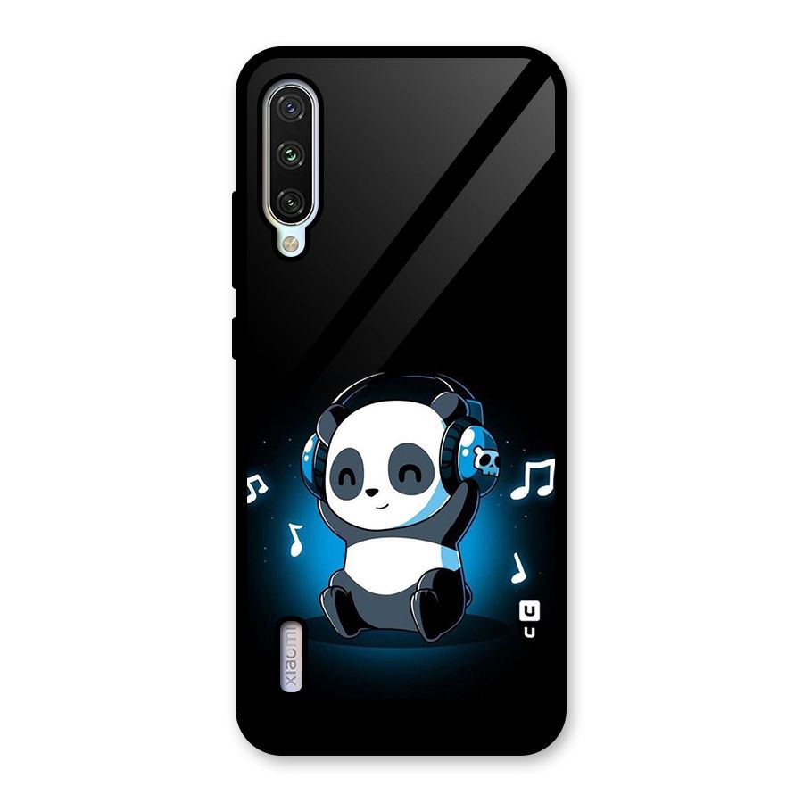 Adorable Panda Enjoying Music Glass Back Case for Mi A3