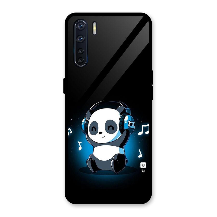 Adorable Panda Enjoying Music Glass Back Case for Oppo F15