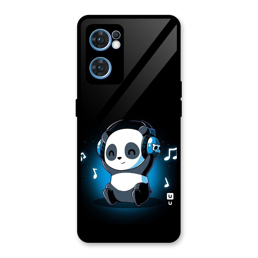 Adorable Panda Enjoying Music Glass Back Case for Oppo Reno7 5G
