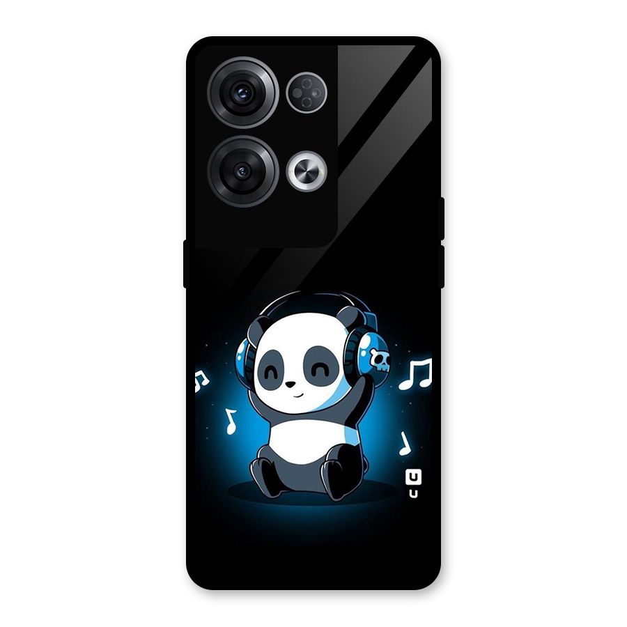 Adorable Panda Enjoying Music Glass Back Case for Oppo Reno8 Pro 5G
