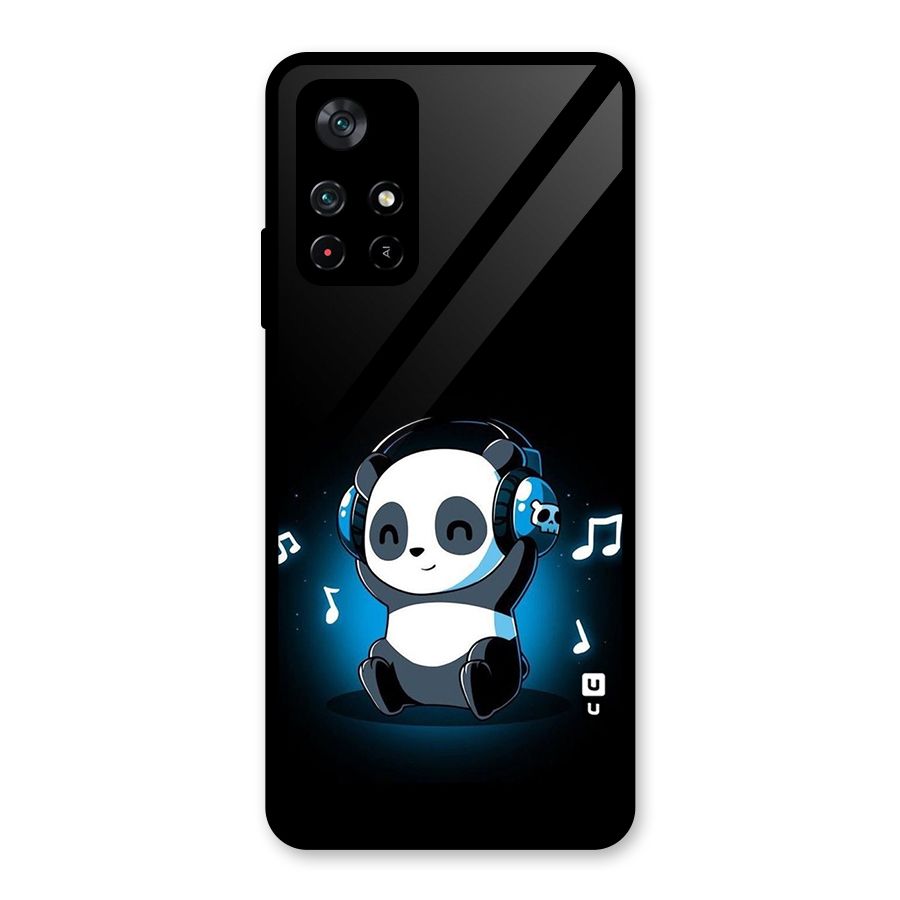 Adorable Panda Enjoying Music Glass Back Case for Poco M4 Pro 5G