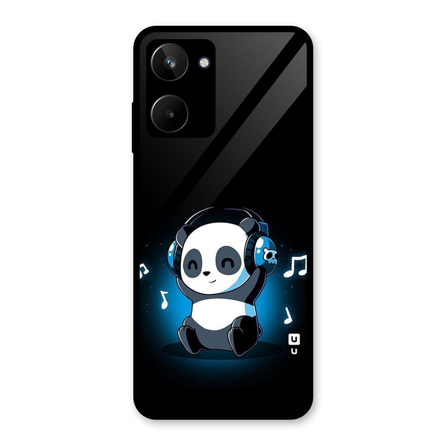 Adorable Panda Enjoying Music Glass Back Case for Realme 10