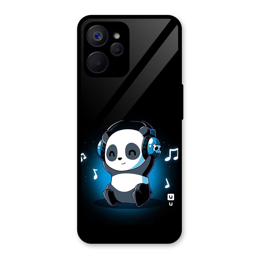 Adorable Panda Enjoying Music Glass Back Case for Realme 9i 5G