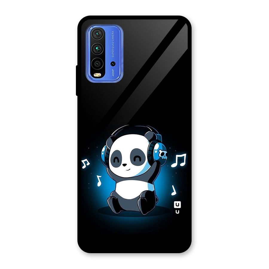 Adorable Panda Enjoying Music Glass Back Case for Redmi 9 Power