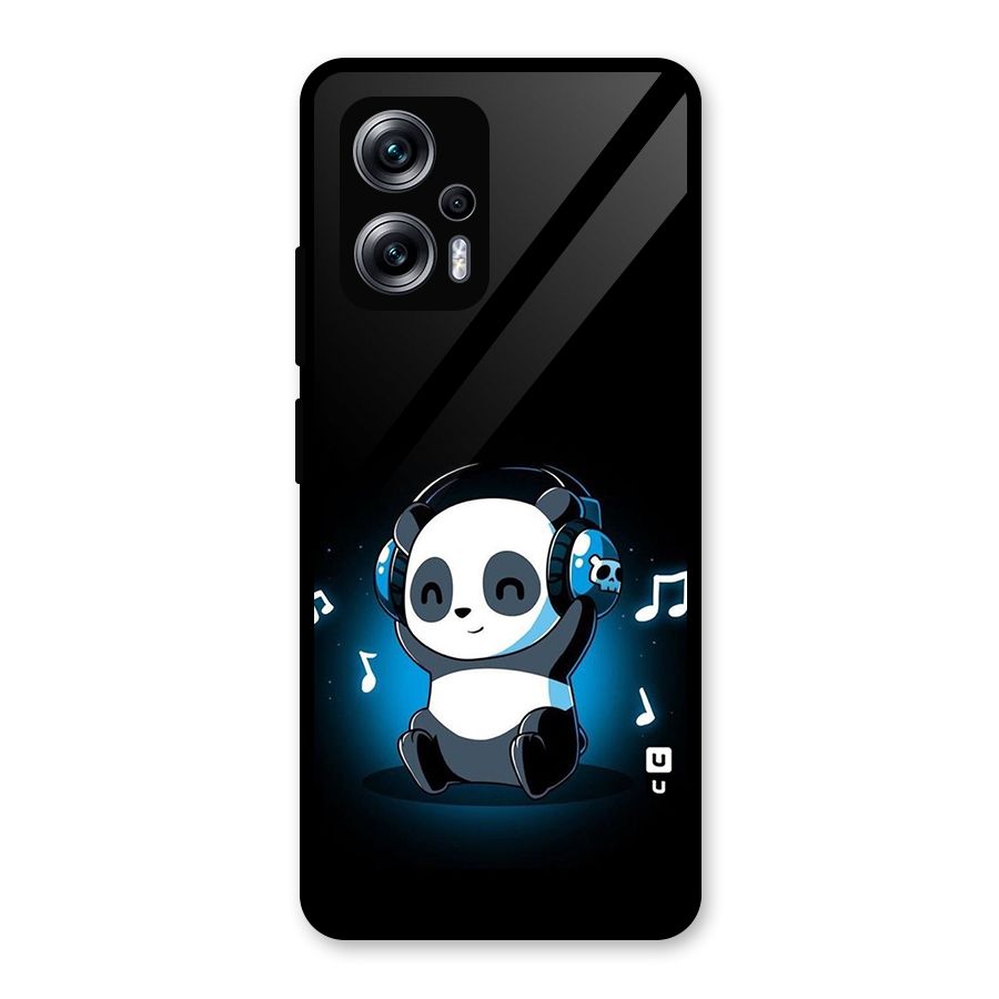 Adorable Panda Enjoying Music Glass Back Case for Redmi K50i
