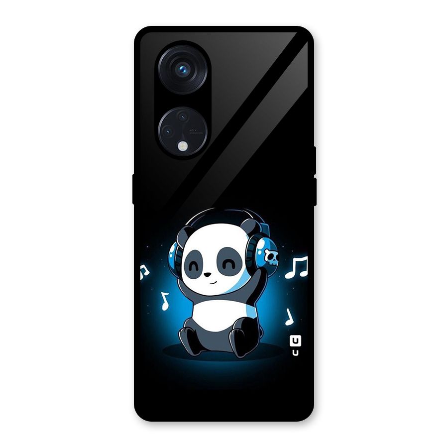 Adorable Panda Enjoying Music Glass Back Case for Reno8 T 5G
