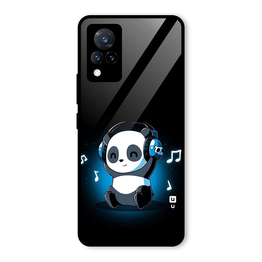 Adorable Panda Enjoying Music Glass Back Case for Vivo V21 5G