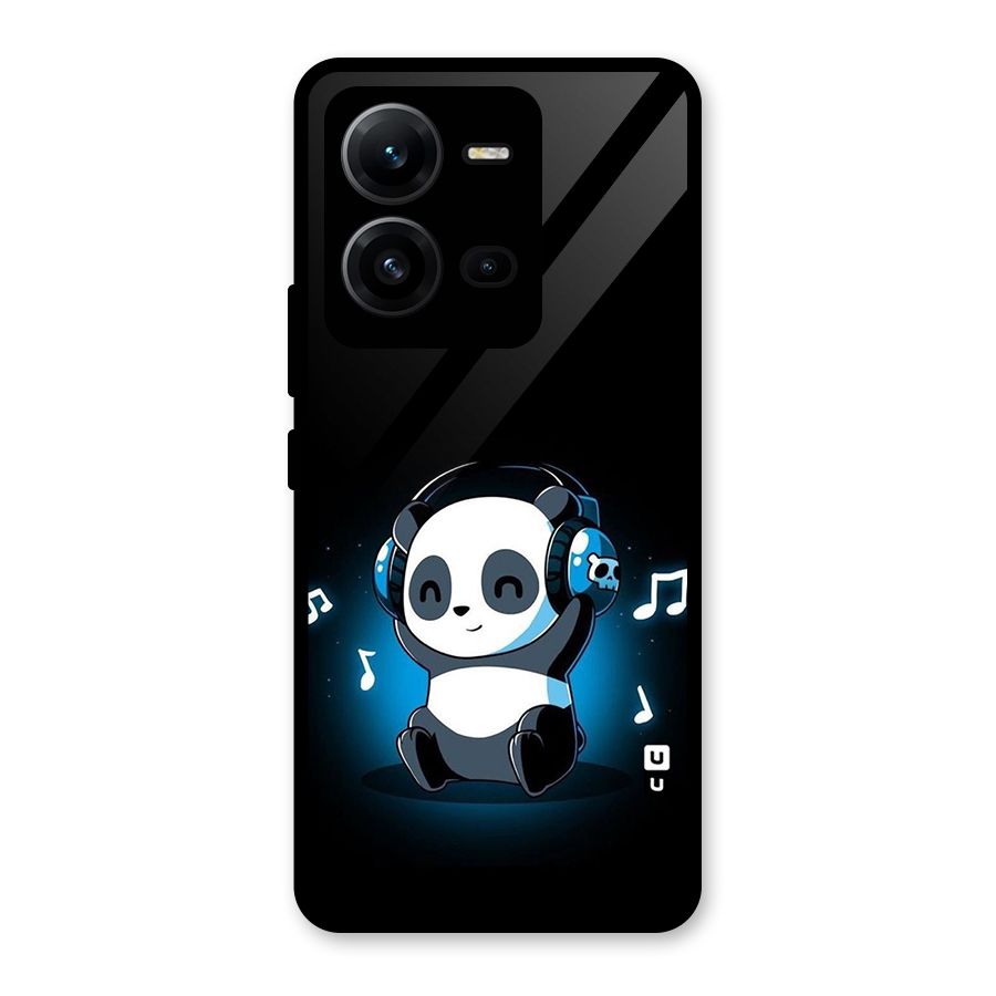 Adorable Panda Enjoying Music Glass Back Case for Vivo V25