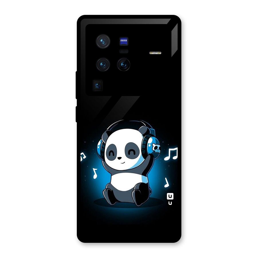 Adorable Panda Enjoying Music Glass Back Case for Vivo X80 Pro