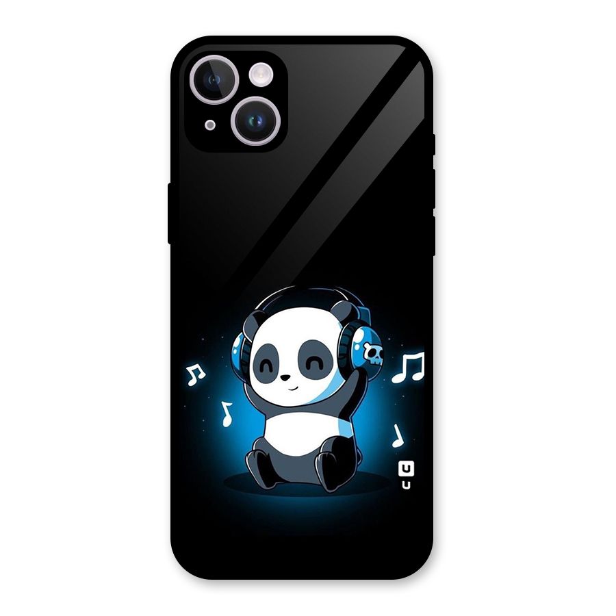 Adorable Panda Enjoying Music Glass Back Case for iPhone 14 Plus