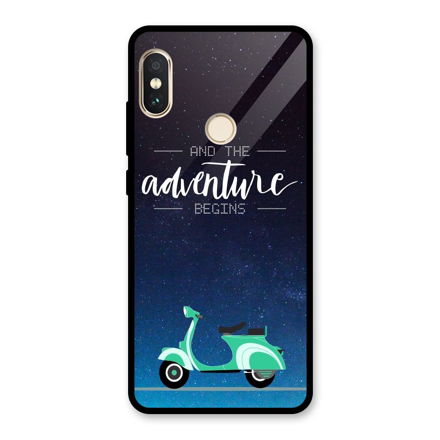 Adventure Scooter Glass Back Case for Redmi Note 5 Pro