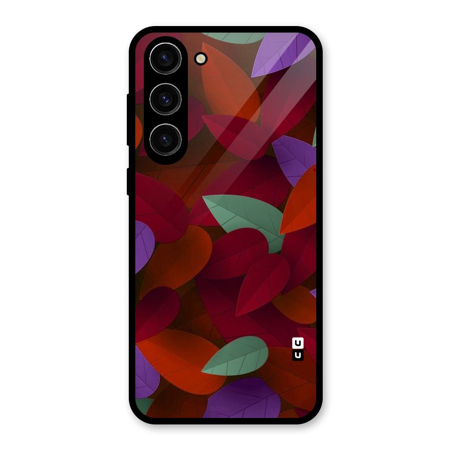 Aesthetic Colorful Leaves Glass Back Case for Galaxy S23 Plus
