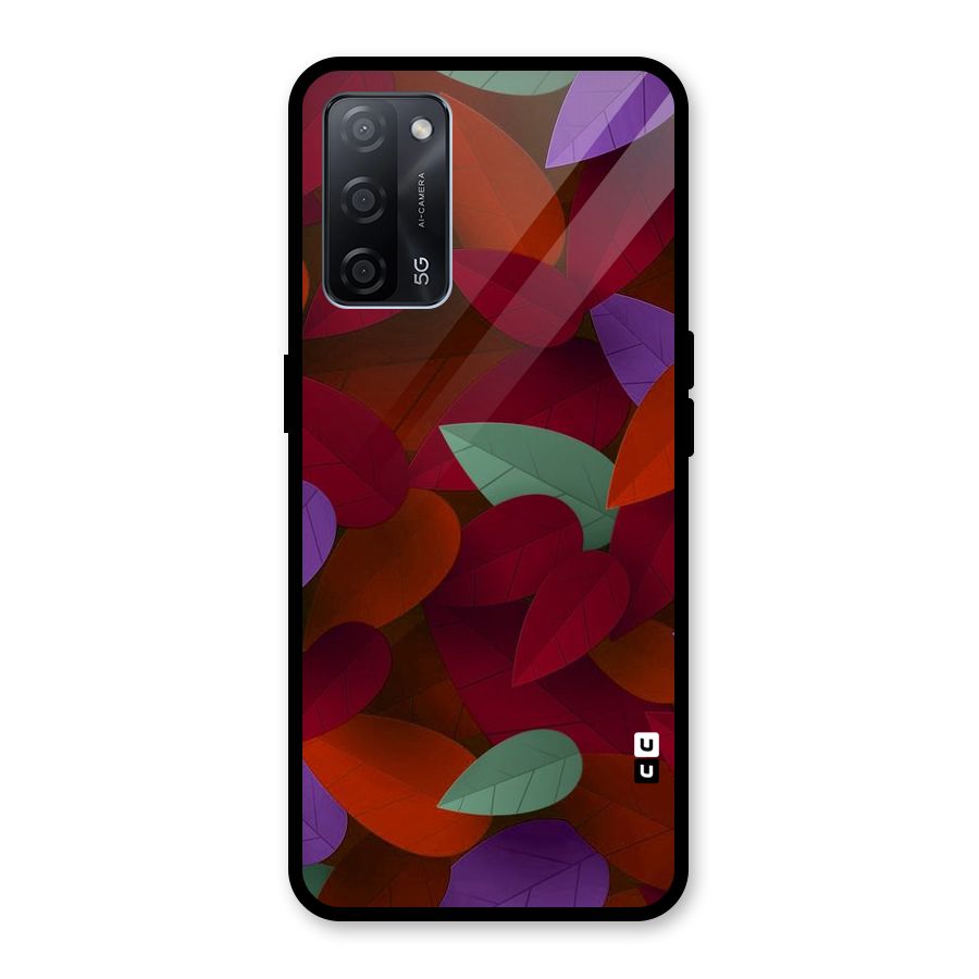 Aesthetic Colorful Leaves Glass Back Case for Oppo A53s 5G