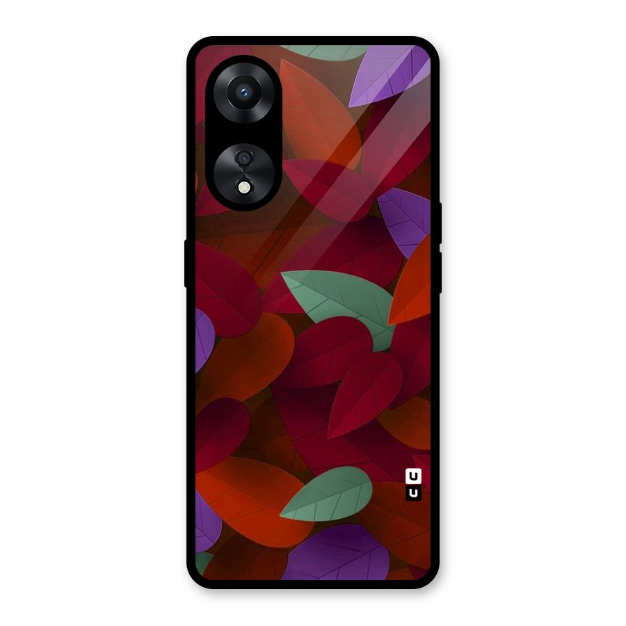 Aesthetic Colorful Leaves Glass Back Case for Oppo A78