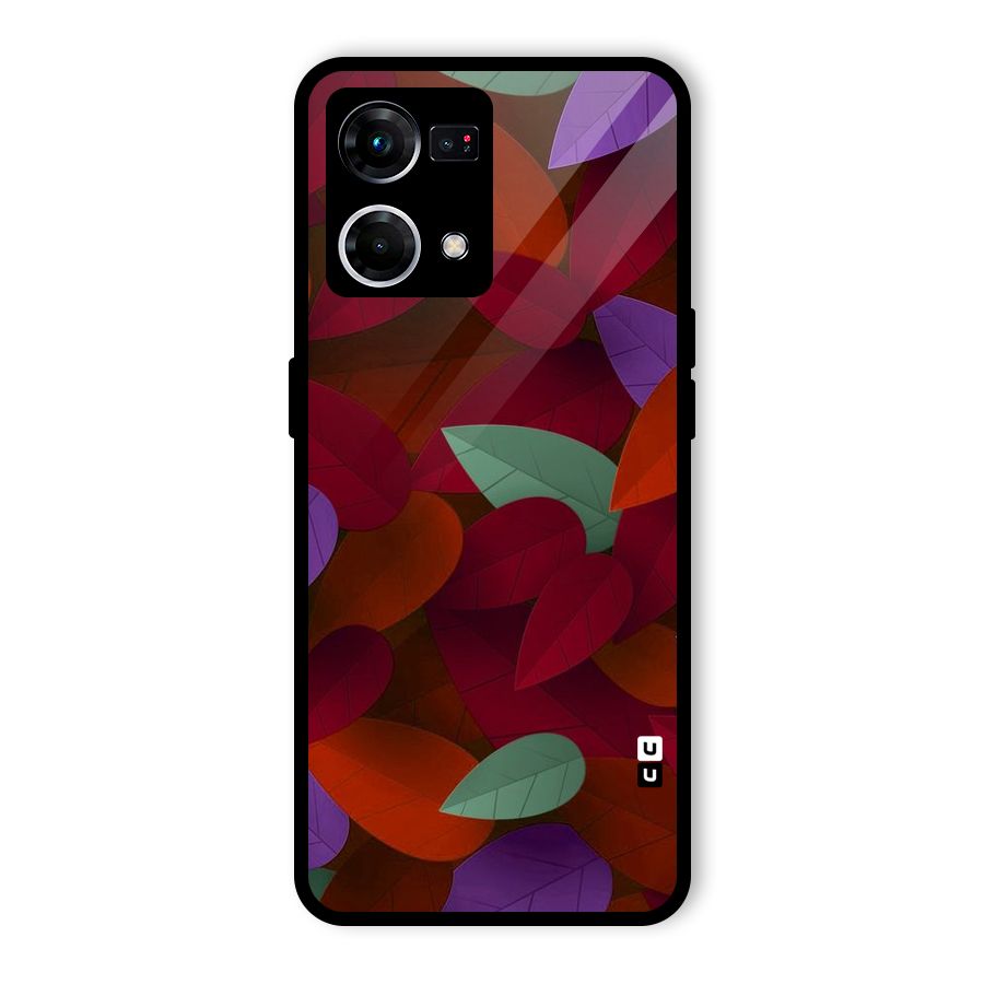 Aesthetic Colorful Leaves Glass Back Case for Oppo F21 Pro 5G