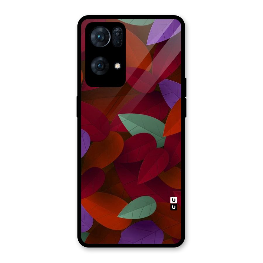 Aesthetic Colorful Leaves Glass Back Case for Oppo Reno7 Pro 5G