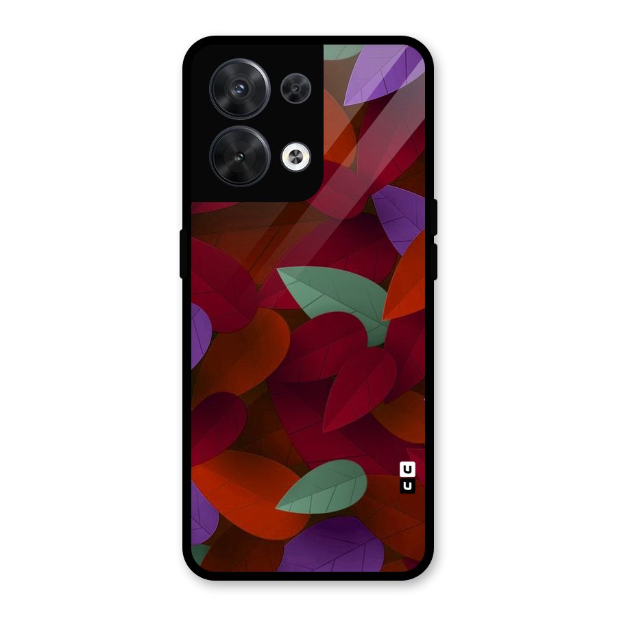 Aesthetic Colorful Leaves Glass Back Case for Oppo Reno8 5G