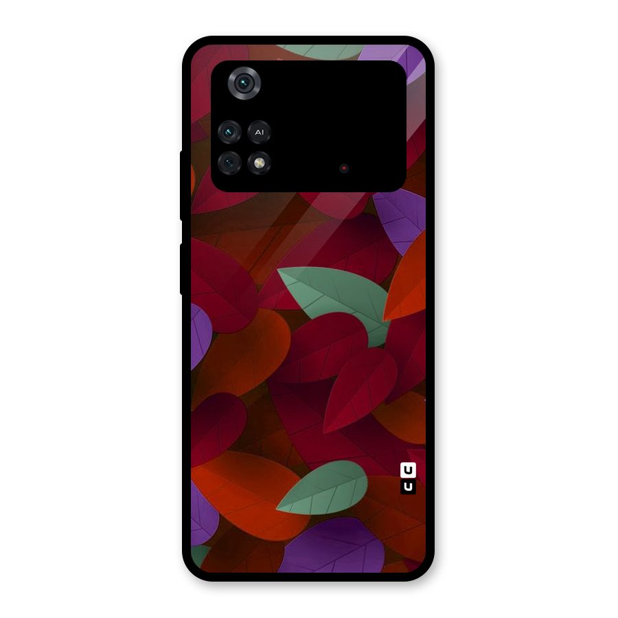 Aesthetic Colorful Leaves Glass Back Case for Poco M4 Pro 4G