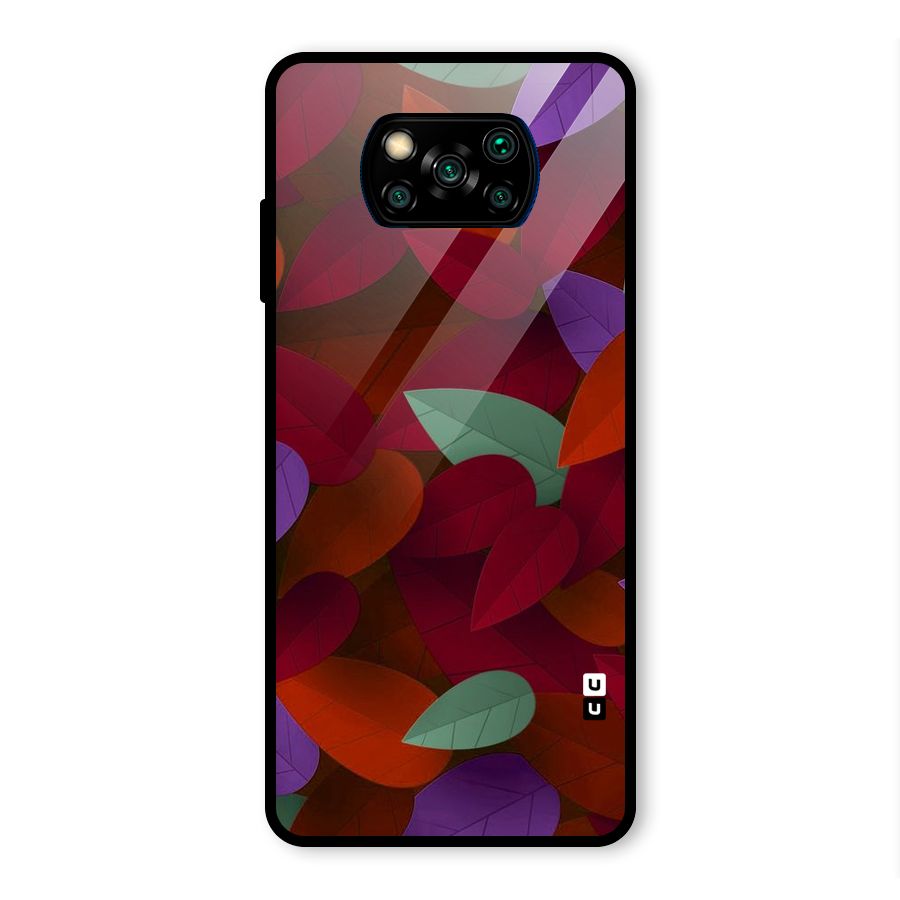 Aesthetic Colorful Leaves Glass Back Case for Poco X3 Pro