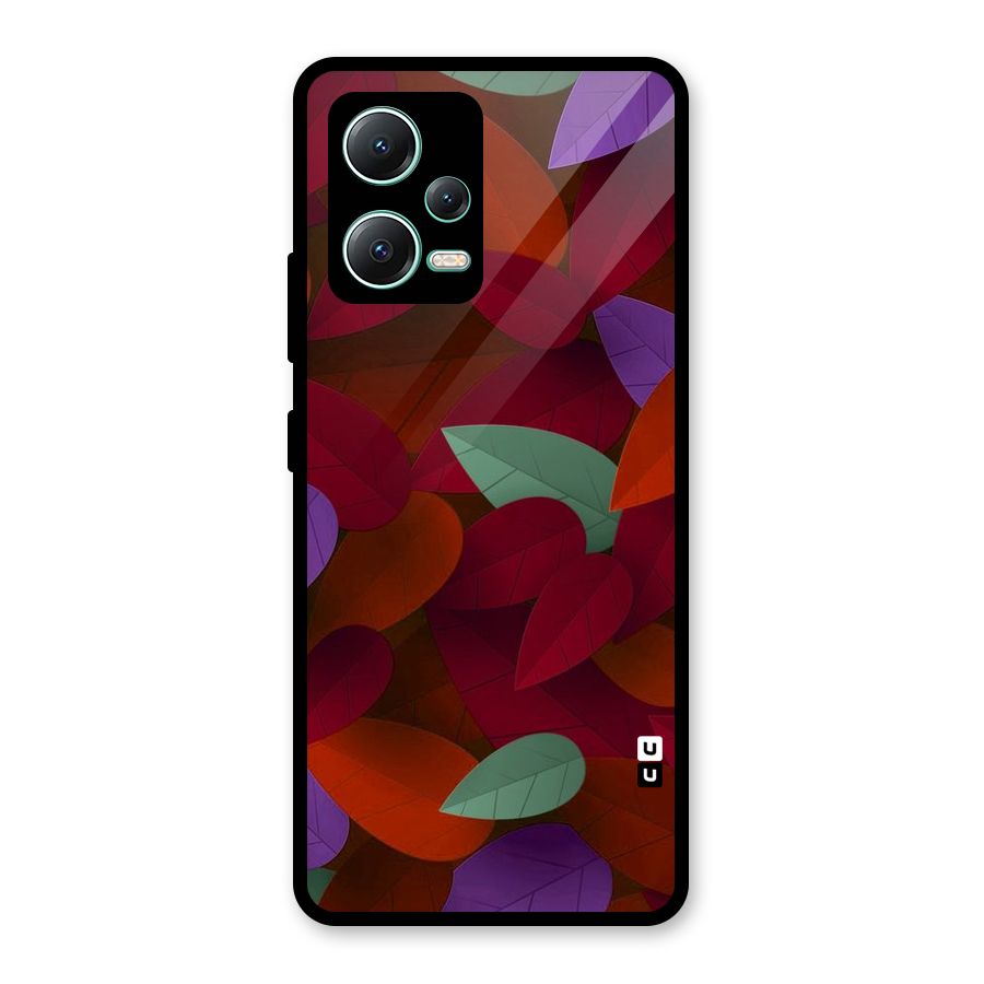 Aesthetic Colorful Leaves Glass Back Case for Redmi Note 12 5G