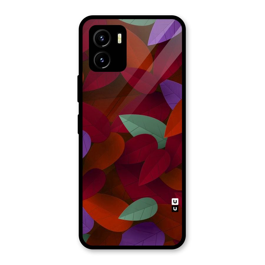 Aesthetic Colorful Leaves Glass Back Case for Vivo Y15s